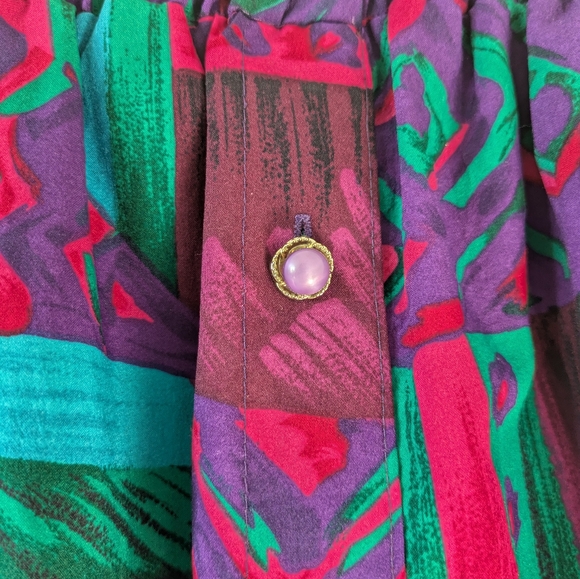 80's Geometric Midi Skirt with Buttons - Picture 3 of 6